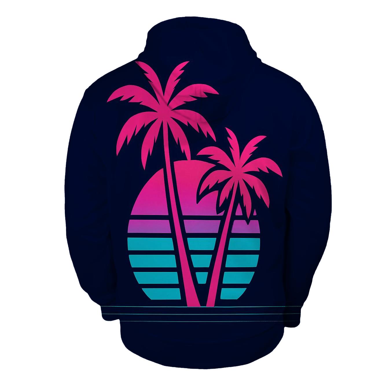 Vaporwave Palm Mirage premium hoodies