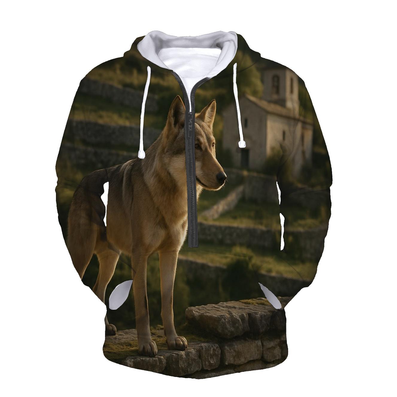Italian Wolf At Ancient Stone Terrace hoodie designs