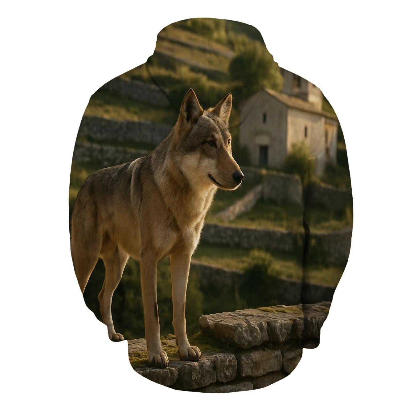 Italian Wolf At Ancient Stone Terrace hoodie designs