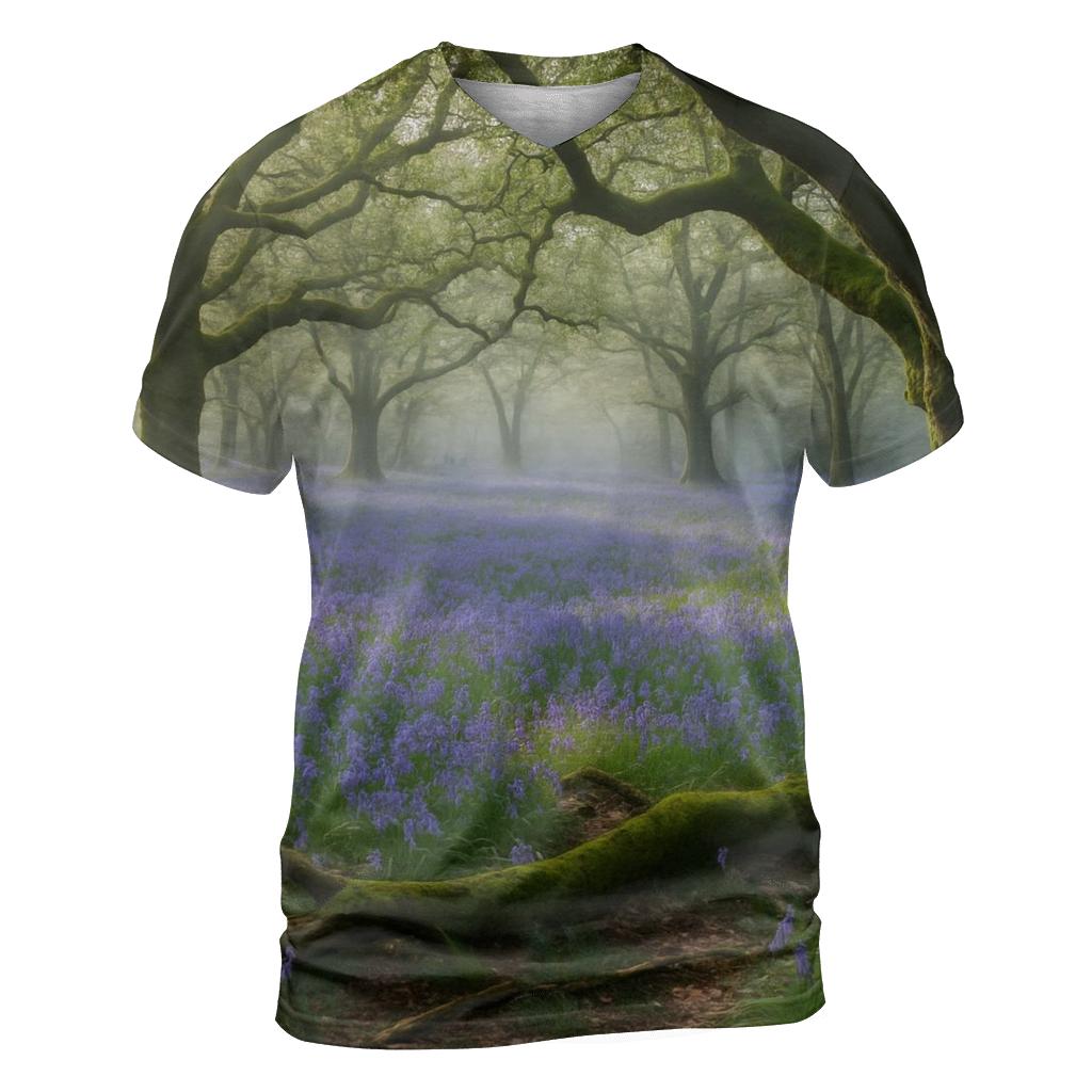 Bluebells Beneath Ancient Oak Canopy trendy printed shirt styles