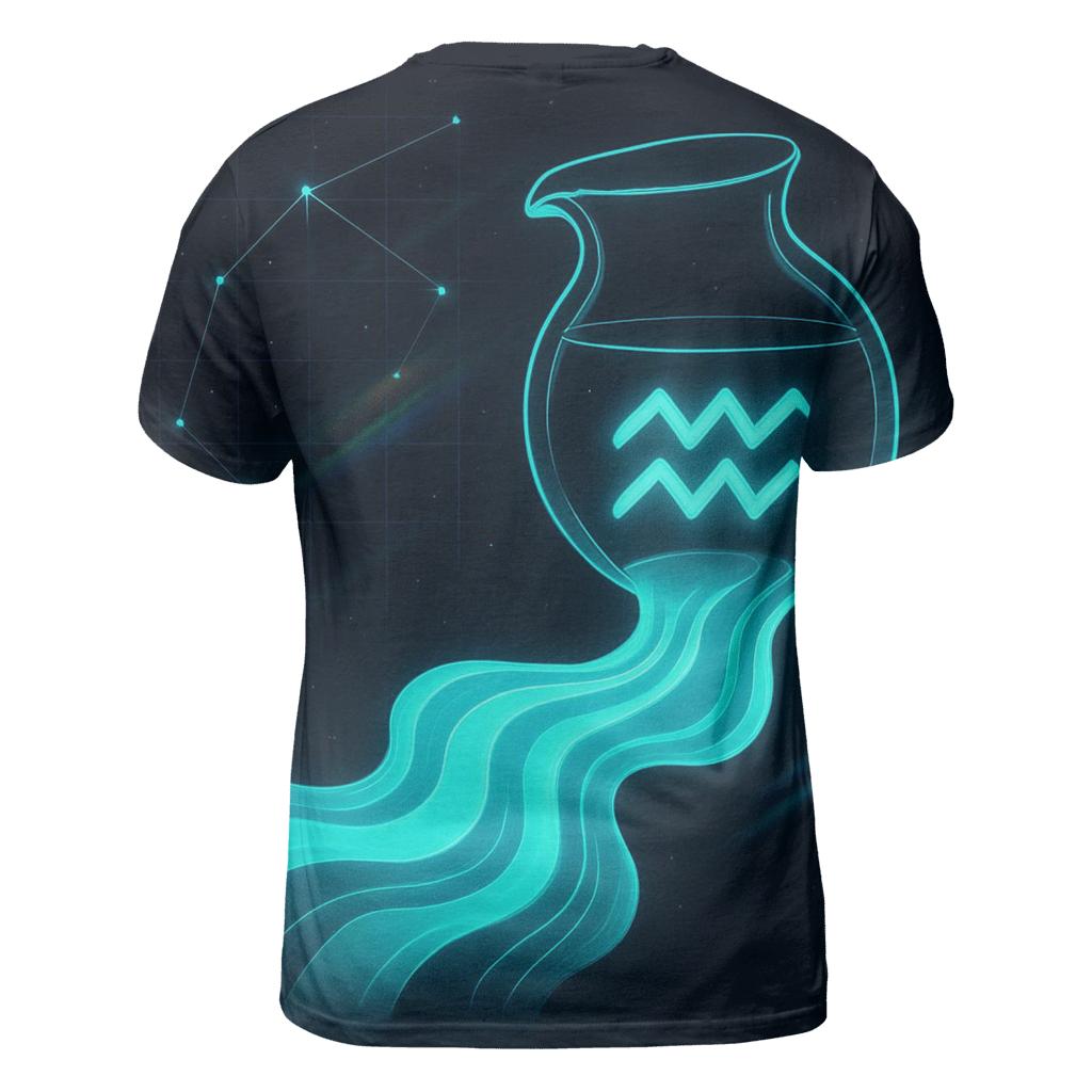 Aquarius Holographic Water Waves artistic all-over print tops
