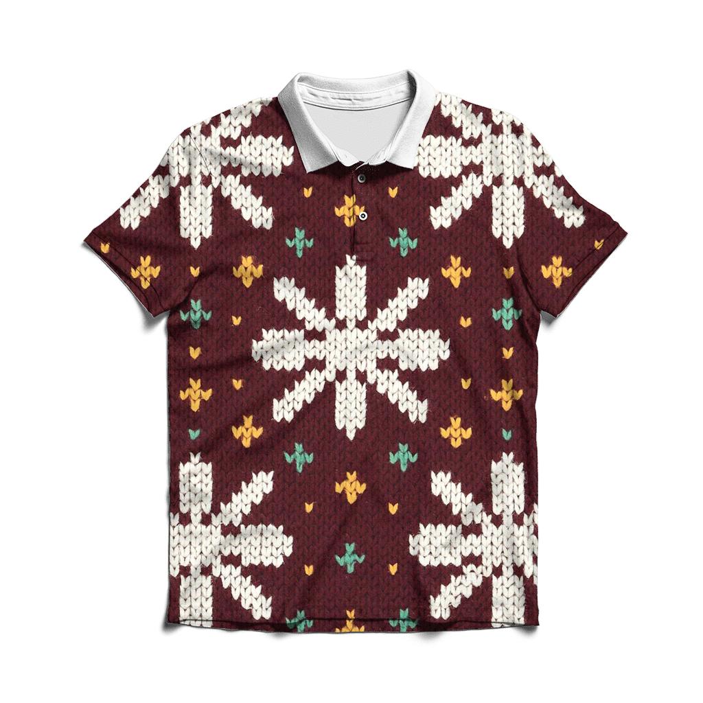 Glistening Snowflake Ladder Design stylish collar polo tees