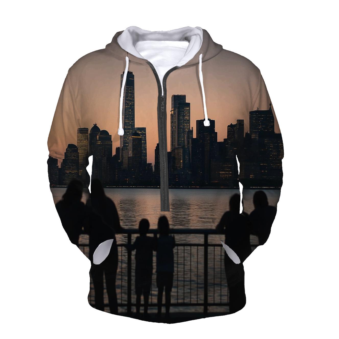 Financial District Skyline From Staten Island Esplanade printed hoodies
