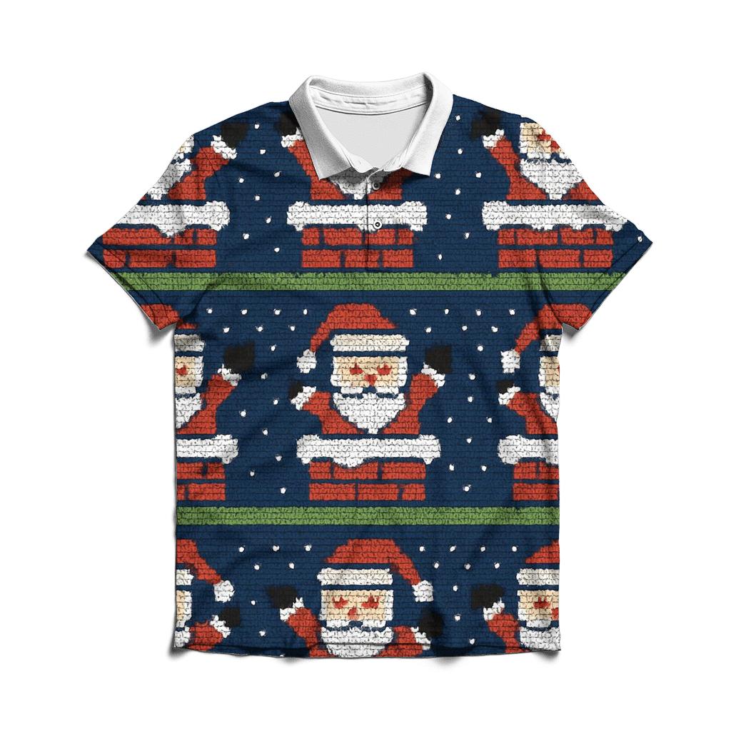 Santa Chimney Stripe Design personalized polo shirts