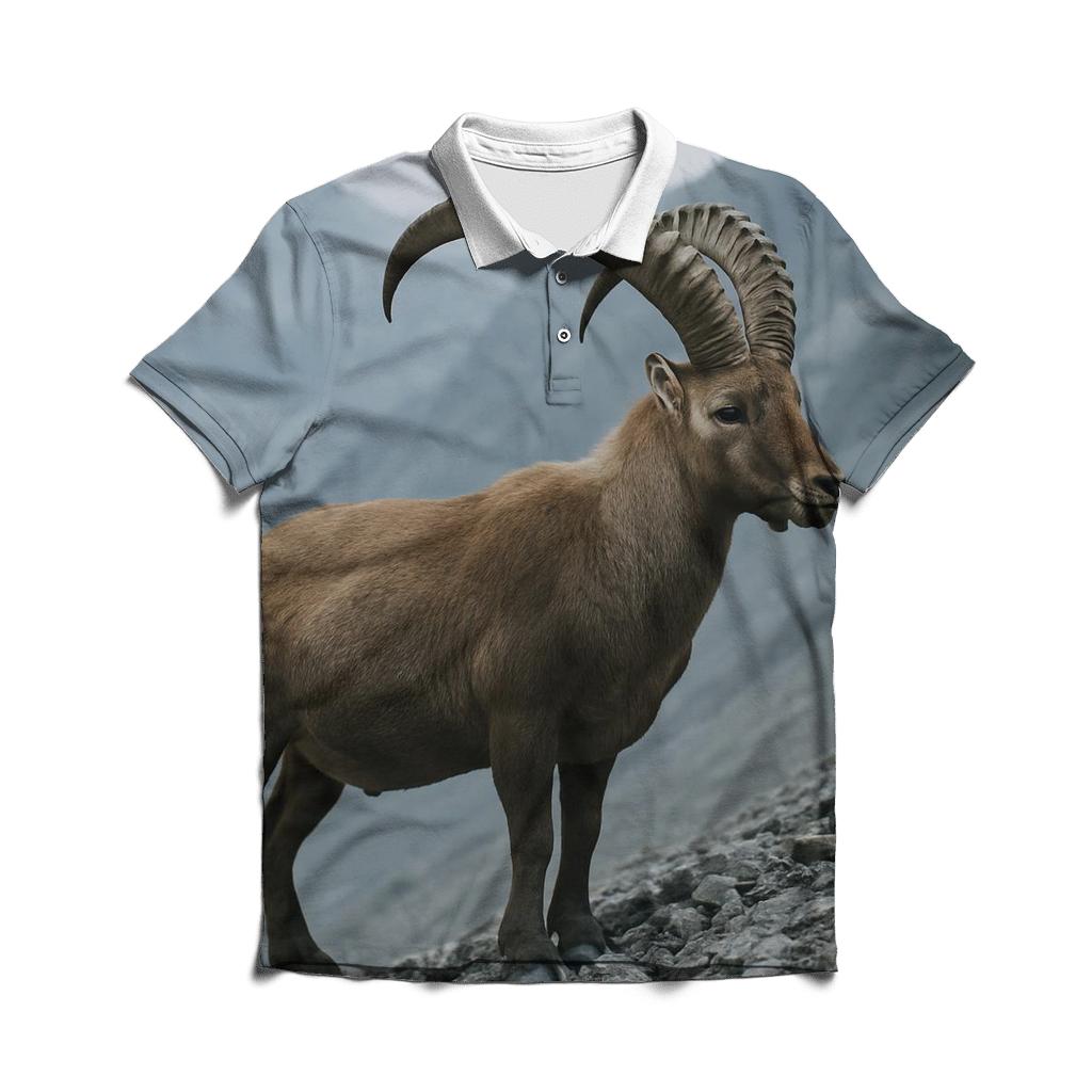 Mountain Ibex On Alpine Scree casual sports polo shirts
