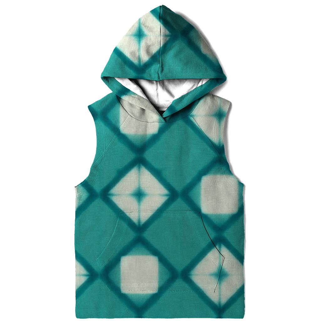 Teal Itajime Prism Grid lightweight hoodies