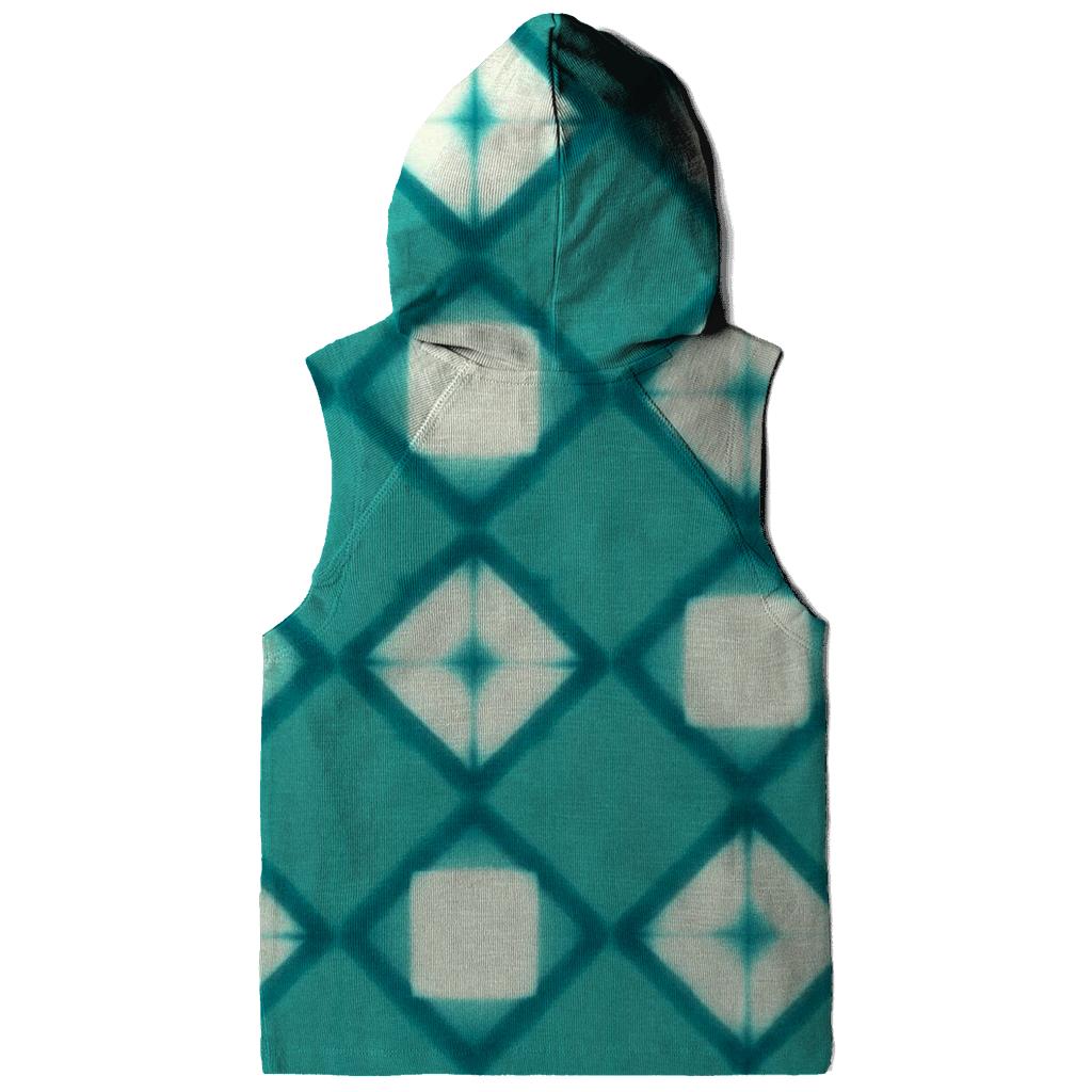Teal Itajime Prism Grid lightweight hoodies
