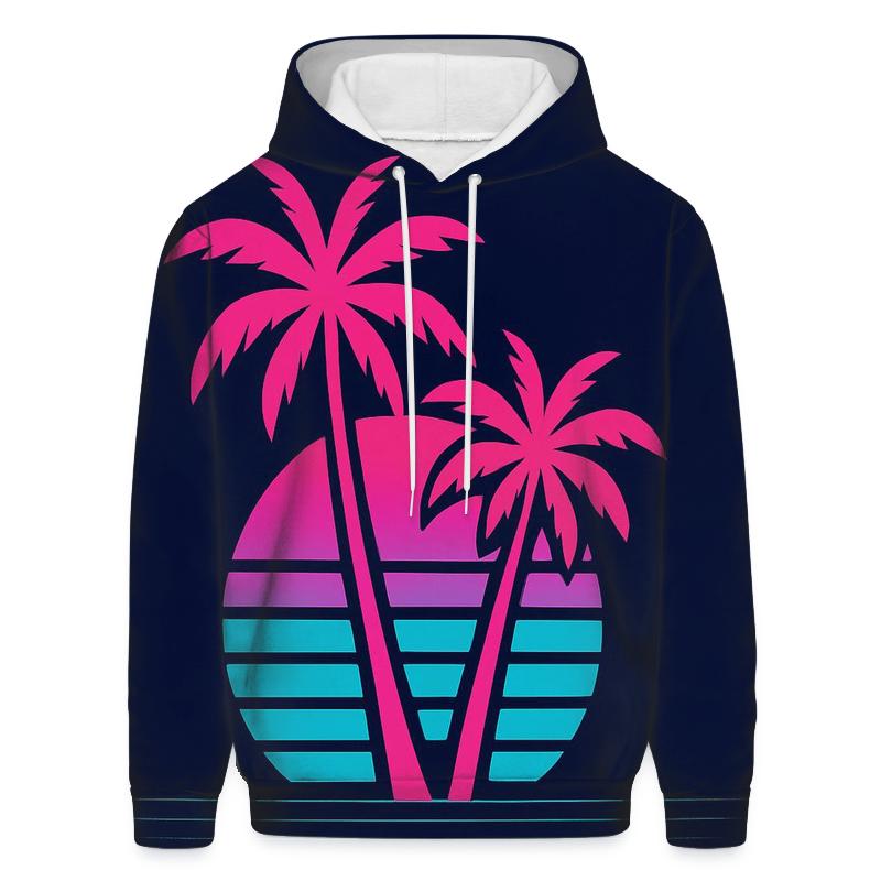 Vaporwave Palm Mirage embroidered hoodies