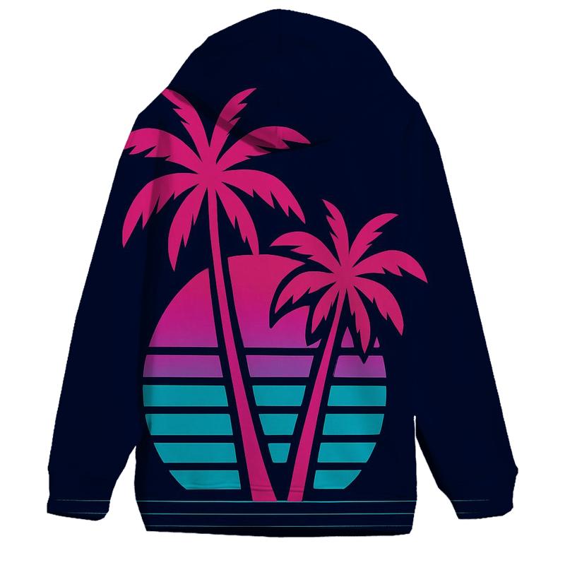 Vaporwave Palm Mirage embroidered hoodies