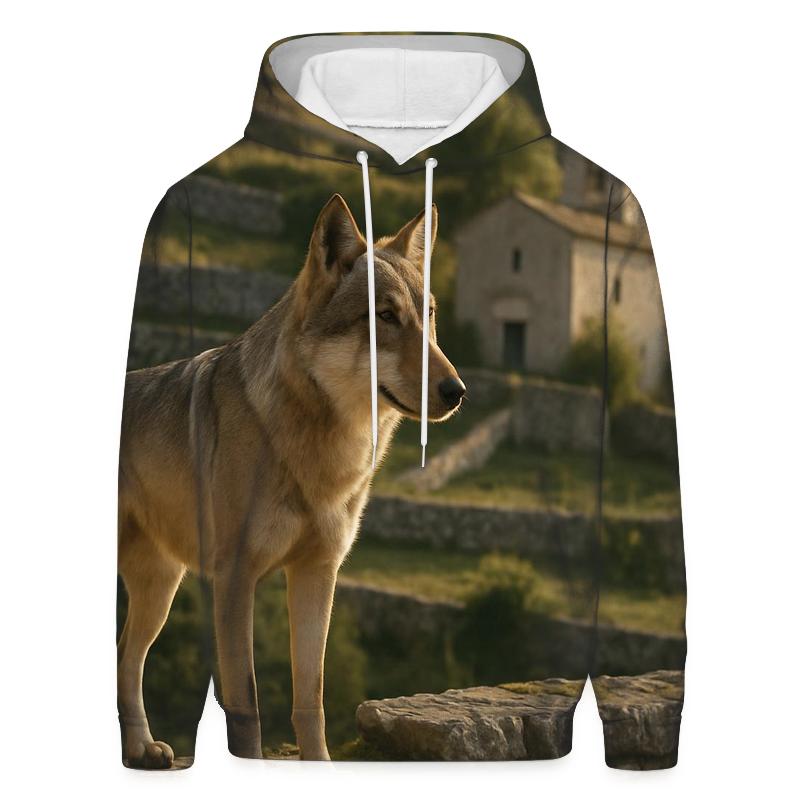 Italian Wolf At Ancient Stone Terrace hoodie designs