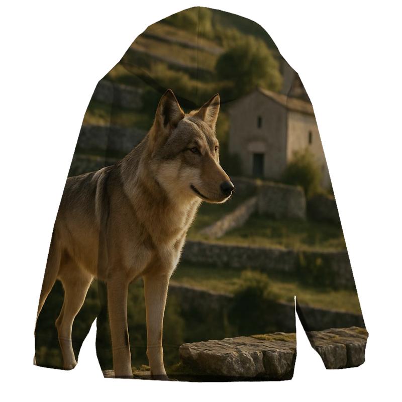 Italian Wolf At Ancient Stone Terrace hoodie designs