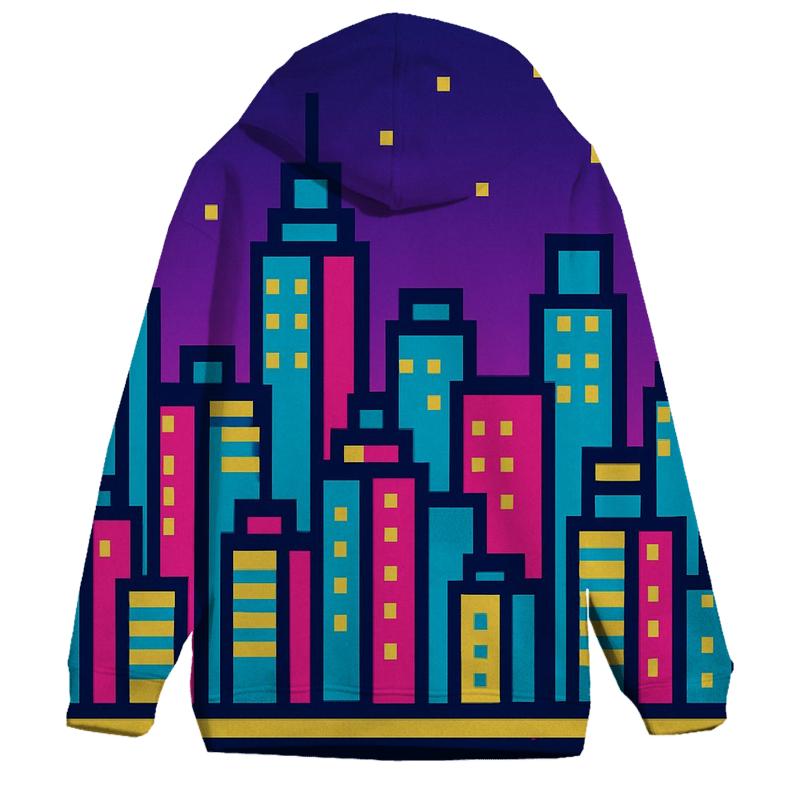 Pixel Arcade Skyline hoodie styles