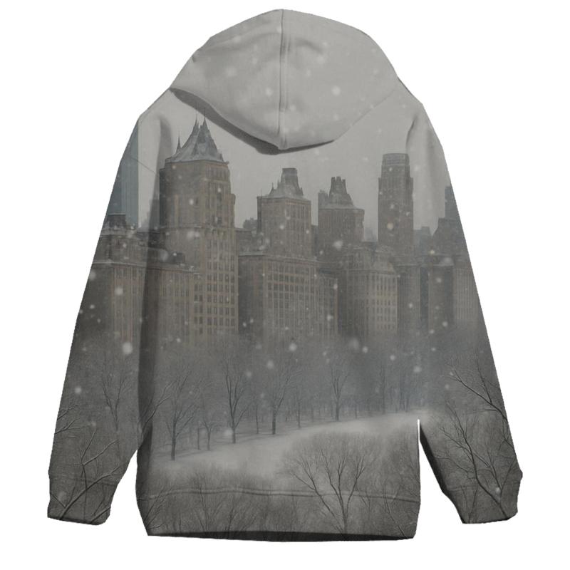 Winter Snowfall Over Central Park South pullover hoodies