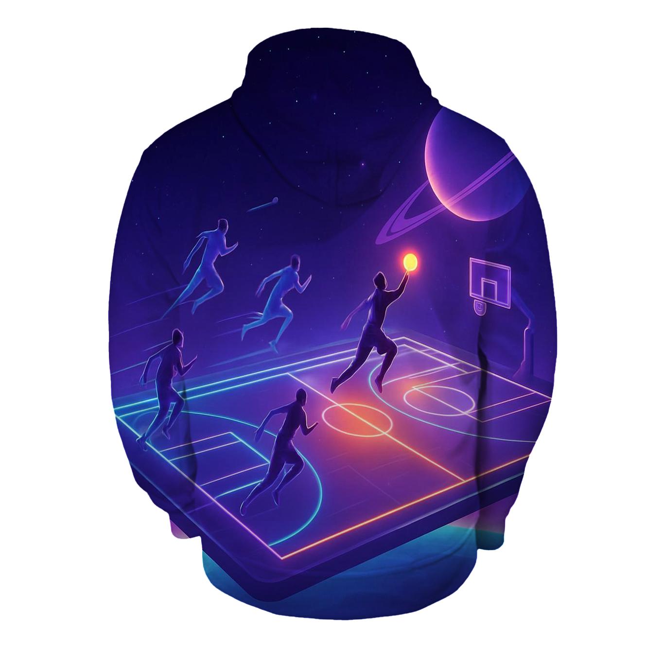 Galactic Basketball Court Horizon premium hoodies