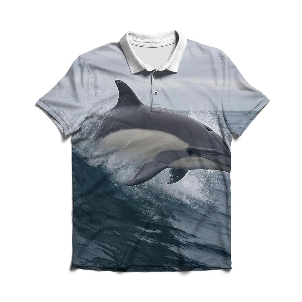 Common Dolphin In Breaking Swell stylish collar polo tees