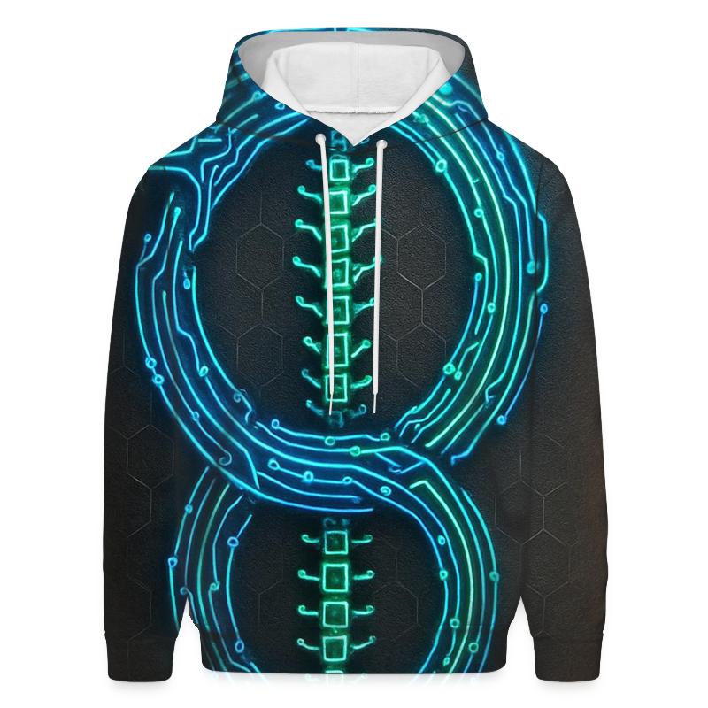 Cyber Circuit Ouroboros Spine graphic hoodies
