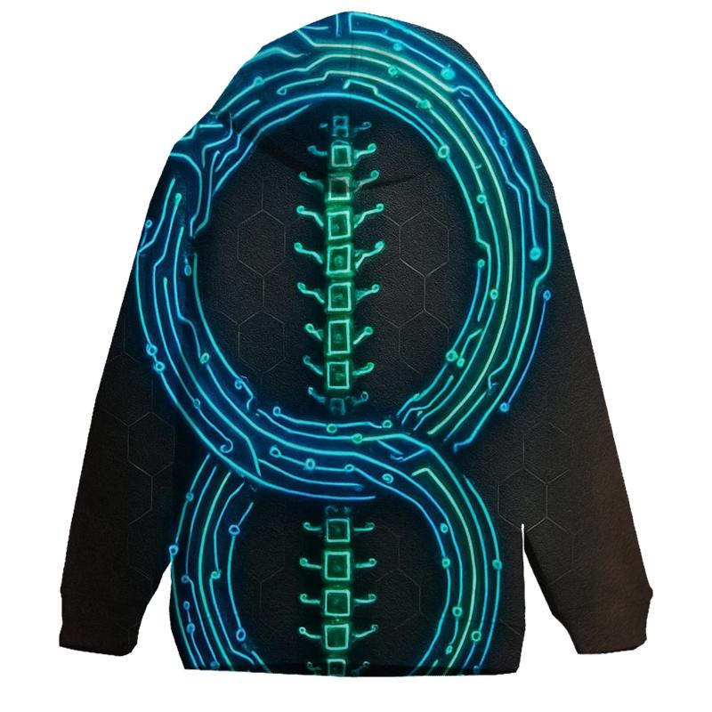 Cyber Circuit Ouroboros Spine graphic hoodies