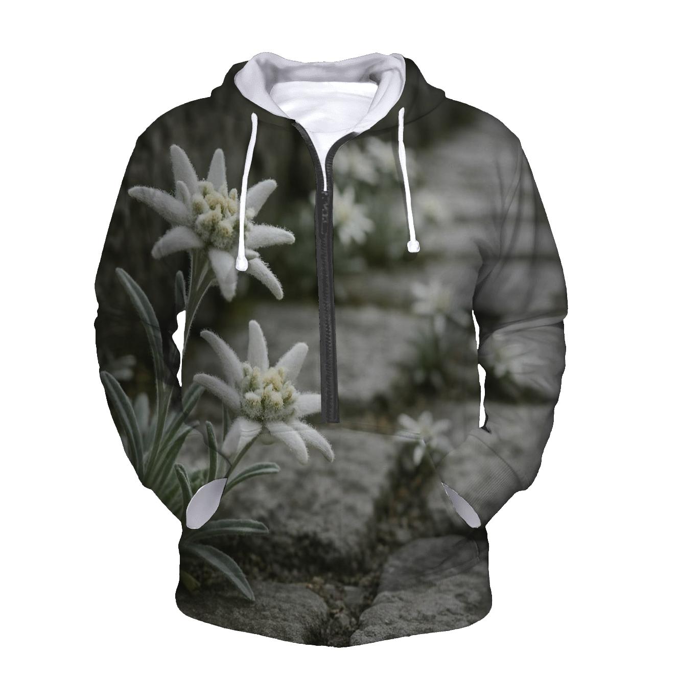 Alpine Edelweiss On Ancient Stone Path lightweight hoodies