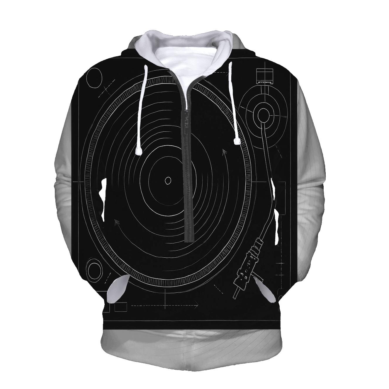 Monochrome Turntable Blueprint hoodie trends