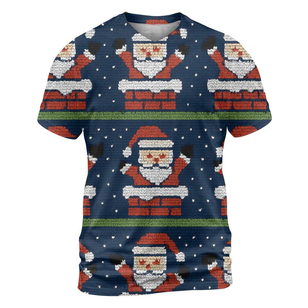 Santa Chimney Stripe Design designer pattern shirts