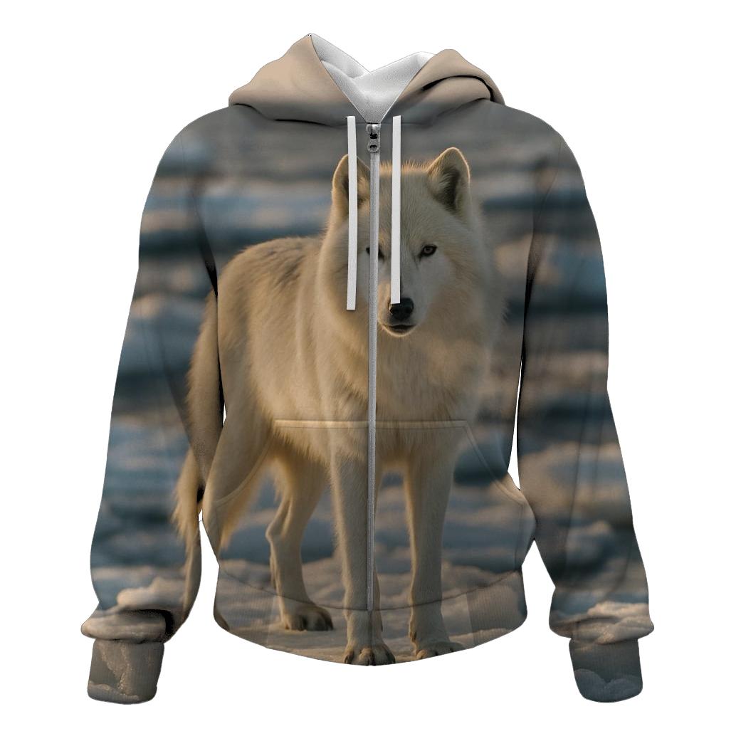 Arctic Wolf On Thawing Sea Ice custom hoodies