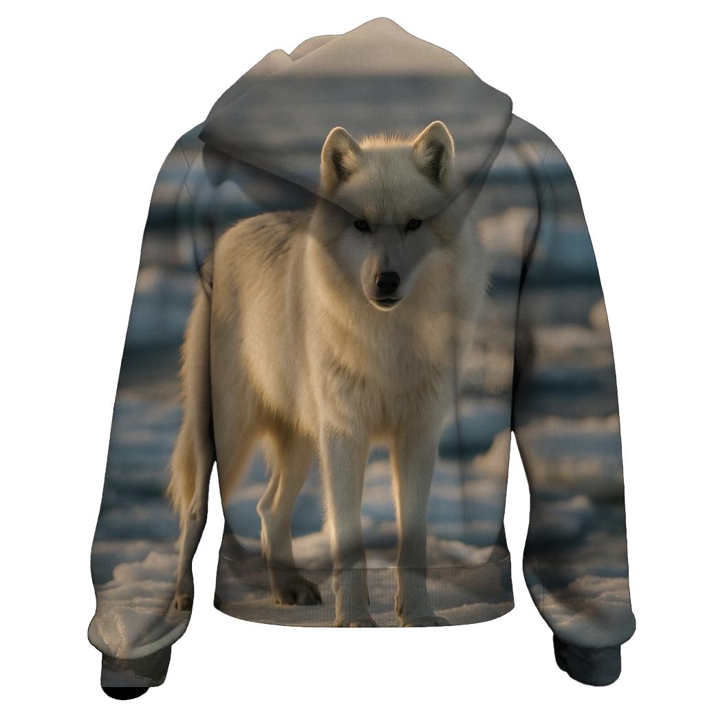 Arctic Wolf On Thawing Sea Ice custom hoodies