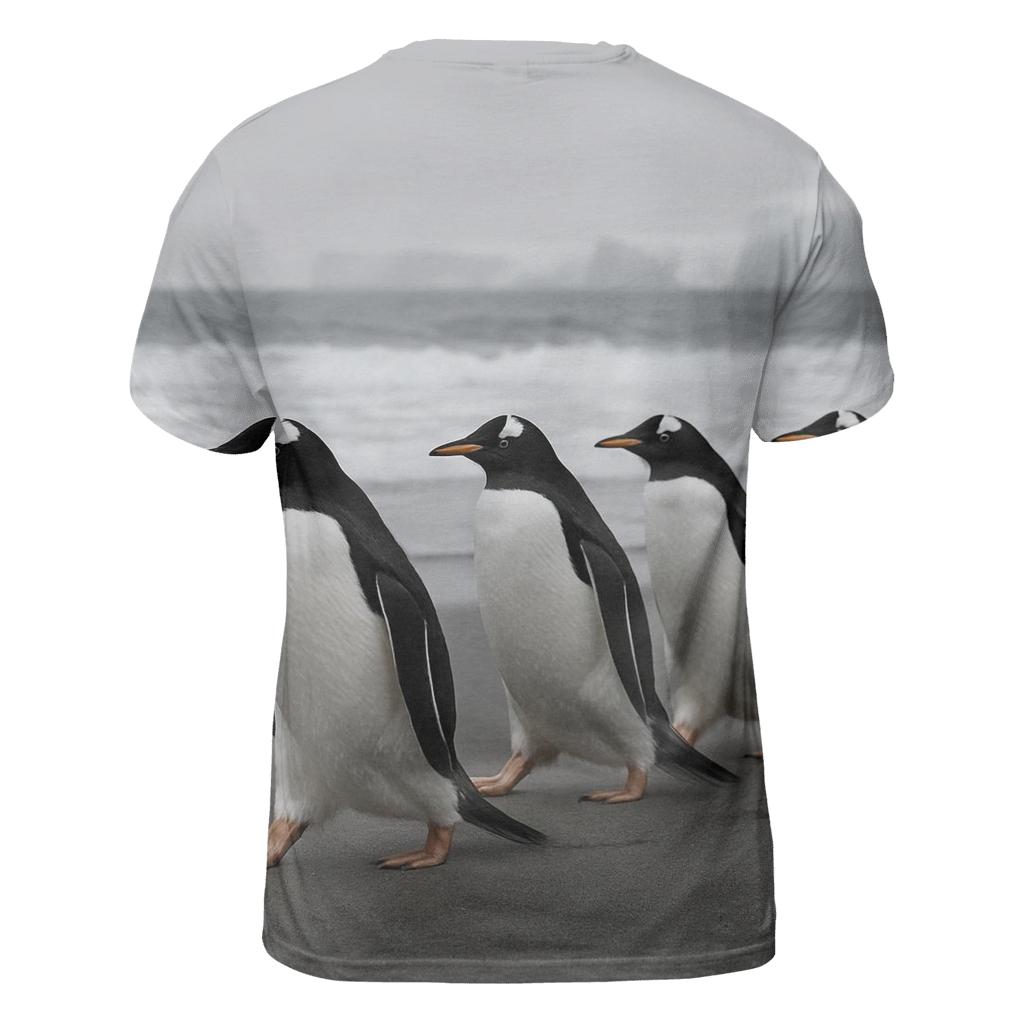 Gentoo Penguins In Coastal Drift trendy printed shirt styles
