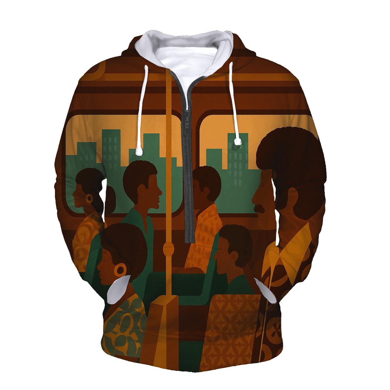 Funky City Bus Ride embroidered hoodies