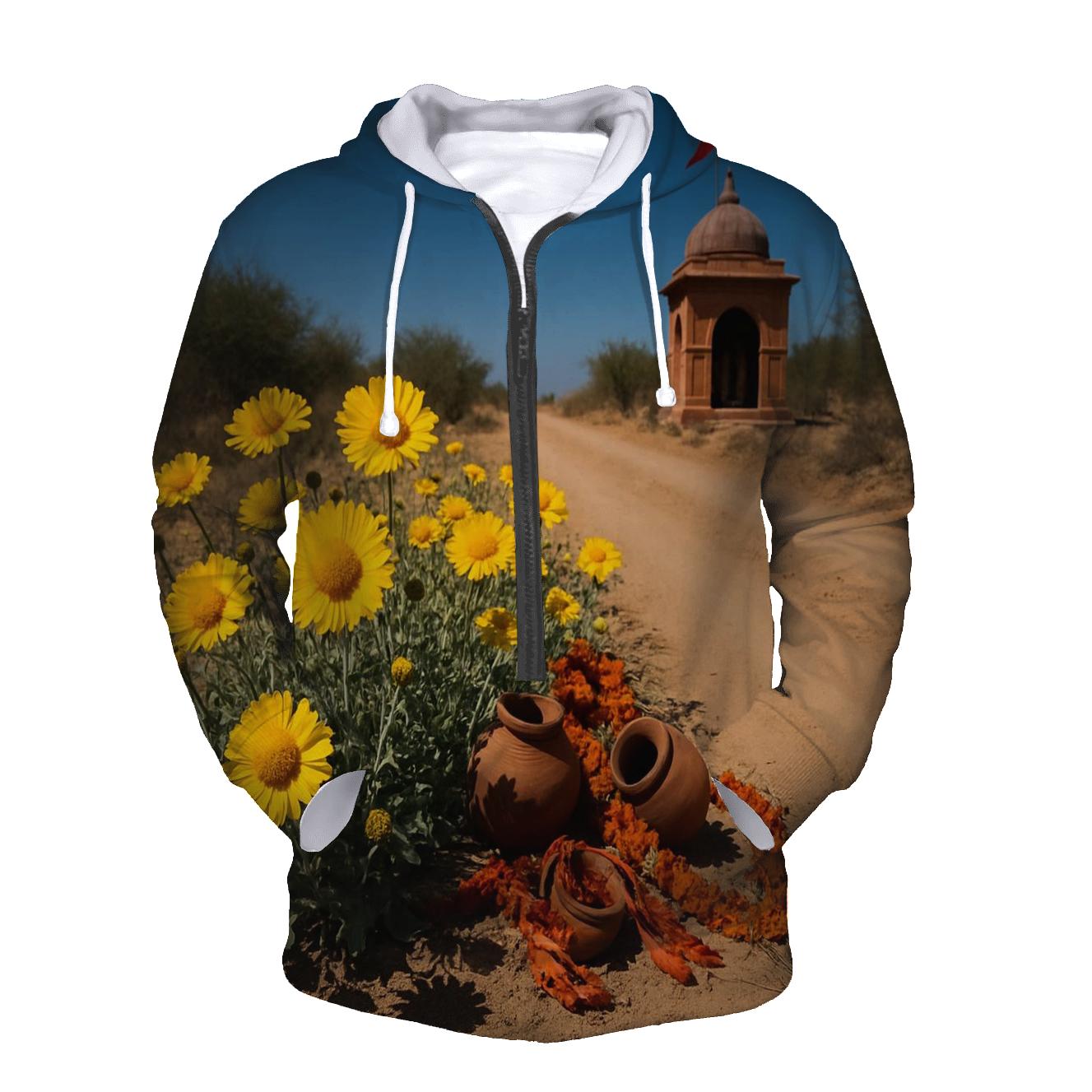 Desert Marigolds Along A Dusty Shrine Road custom hoodies