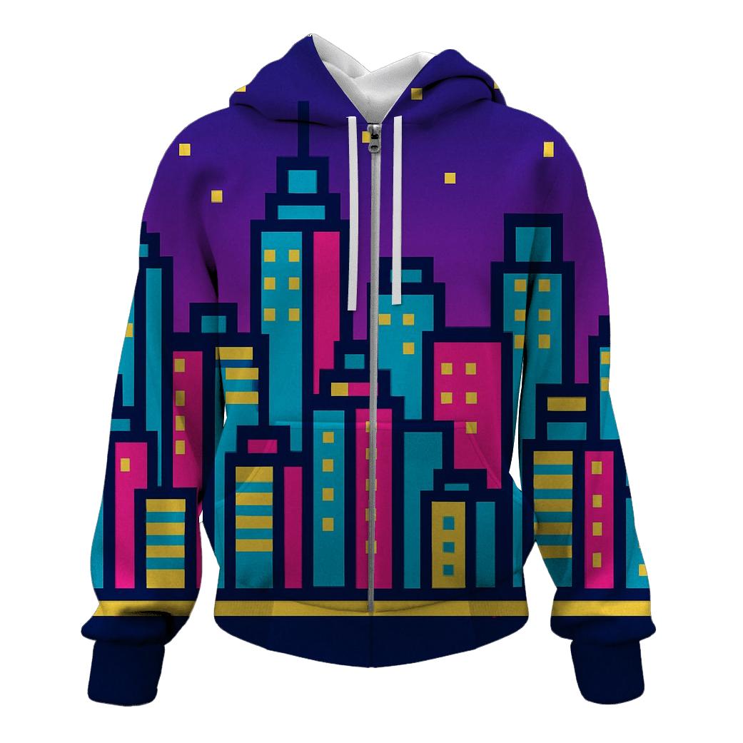Pixel Arcade Skyline hoodie designs