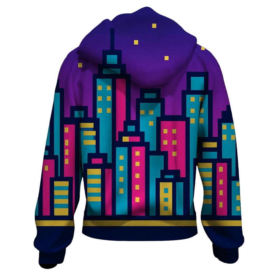Pixel Arcade Skyline hoodie designs