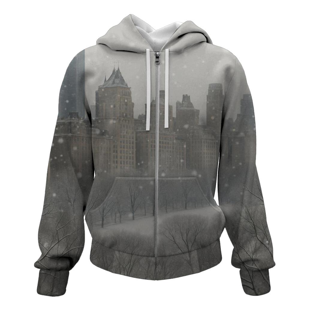 Winter Snowfall Over Central Park South designer hoodies