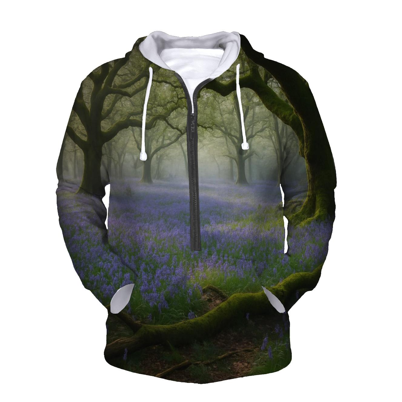 Bluebells Beneath Ancient Oak Canopy graphic hoodies