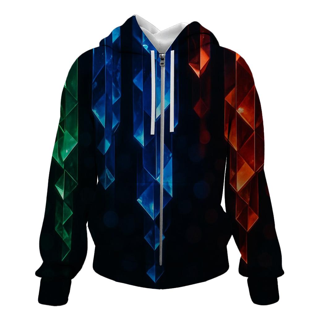 Midnight Prism Cascade zip-up hoodies