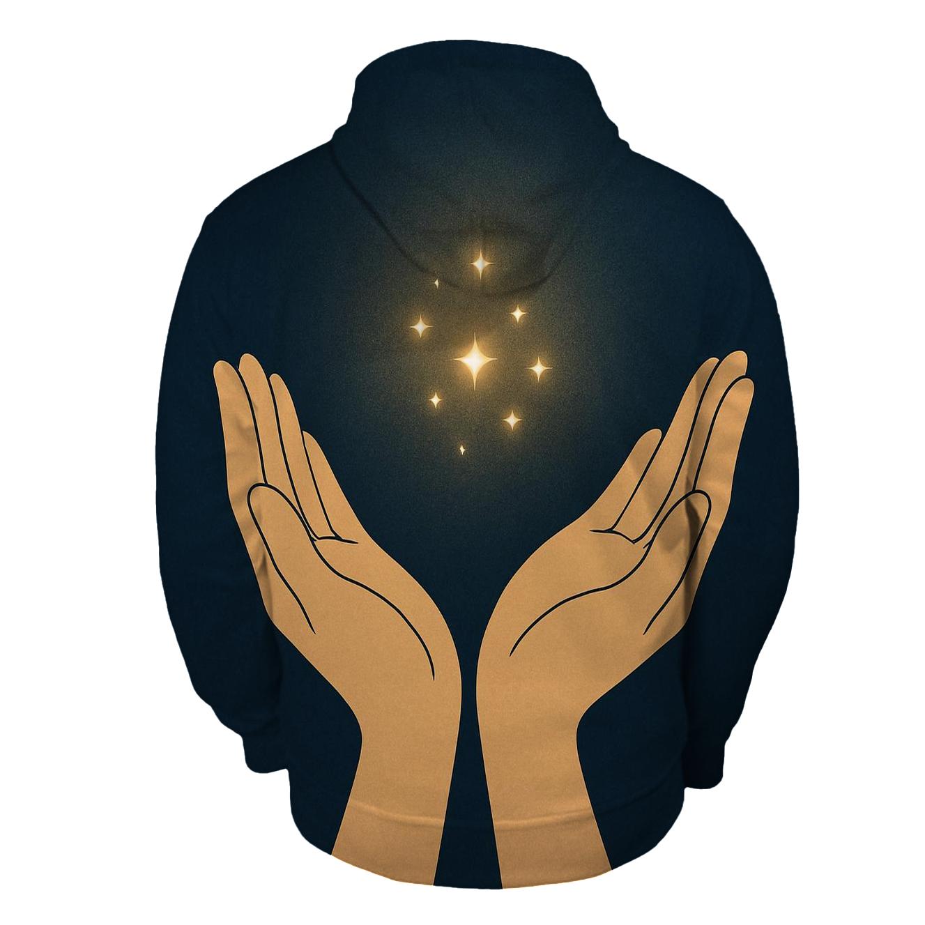 Hands Cradling Starlight designer hoodies