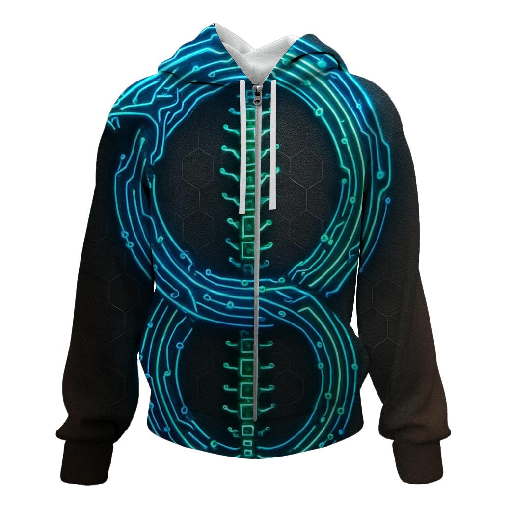 Cyber Circuit Ouroboros Spine zip-up hoodies