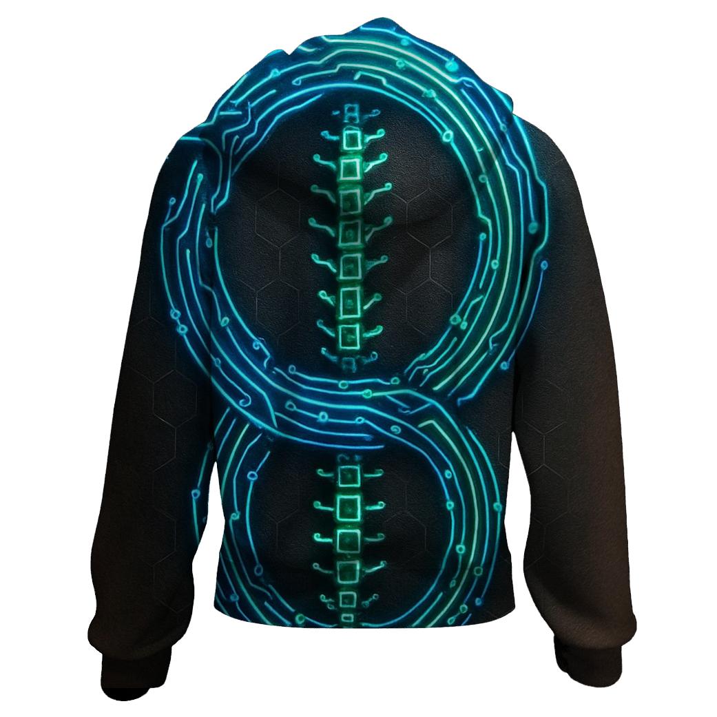 Cyber Circuit Ouroboros Spine zip-up hoodies