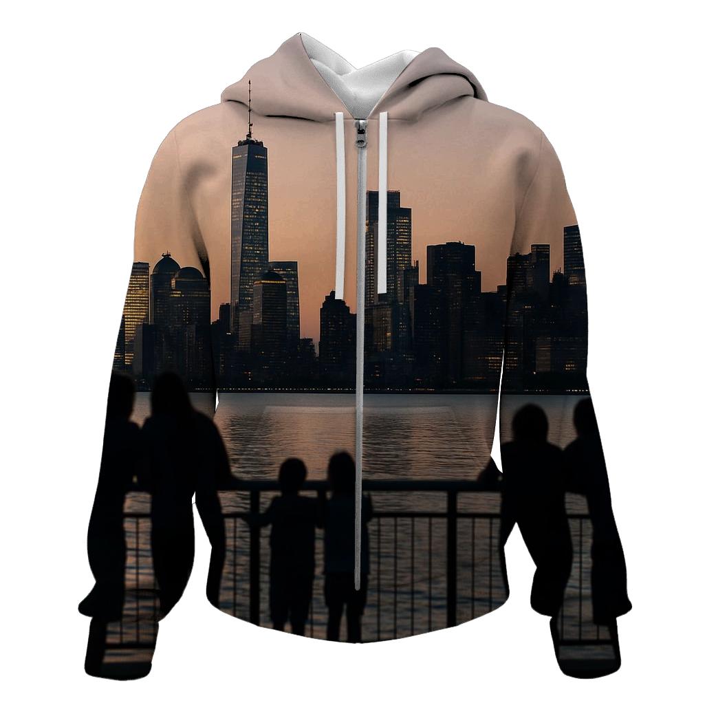 Financial District Skyline From Staten Island Esplanade zip-up hoodies