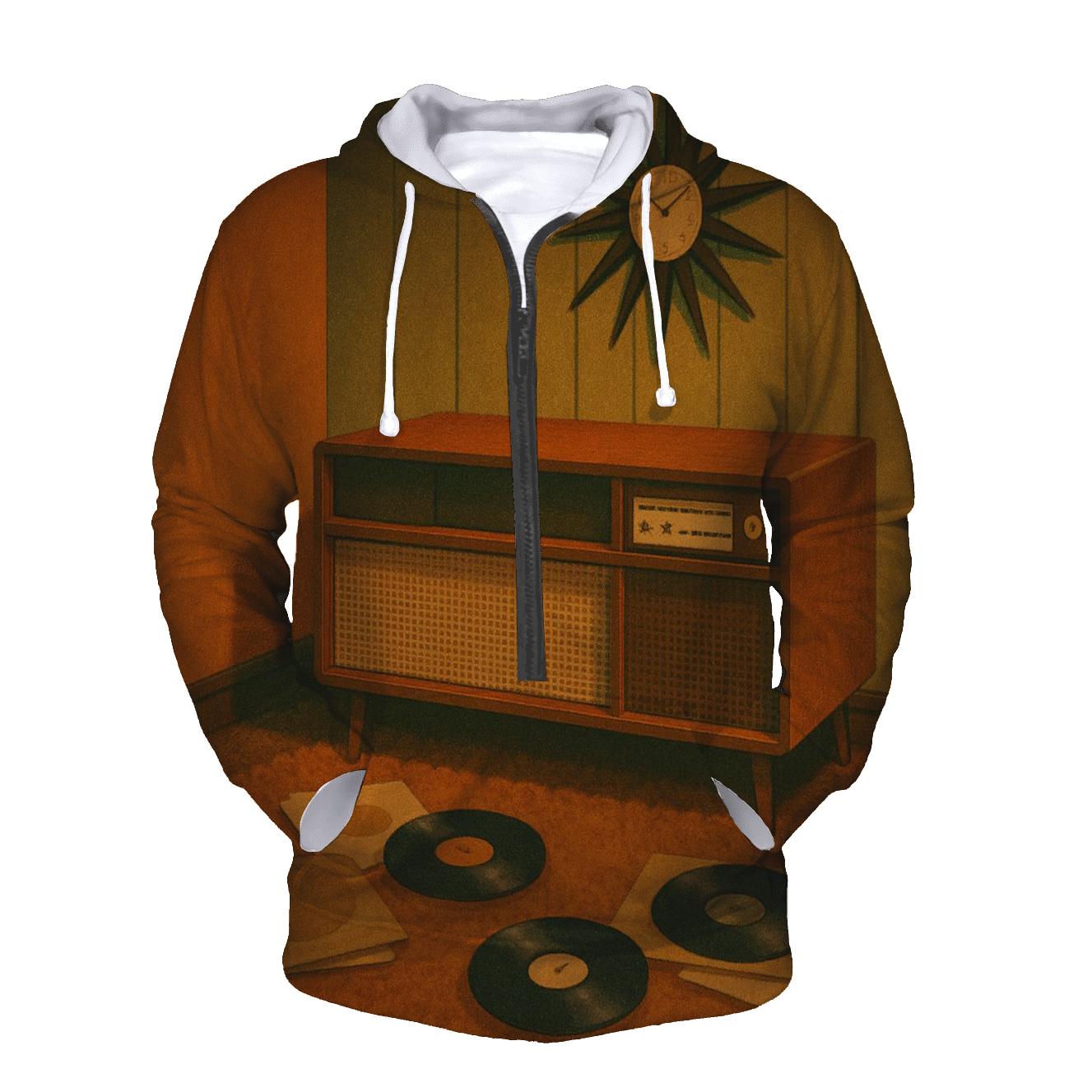 Seventies Living Room Record Listening Scene pullover hoodies