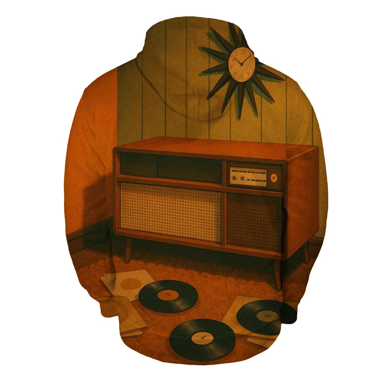 Seventies Living Room Record Listening Scene pullover hoodies