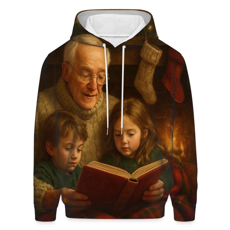 Candlelit Christmas Eve Storytime embroidered hoodies