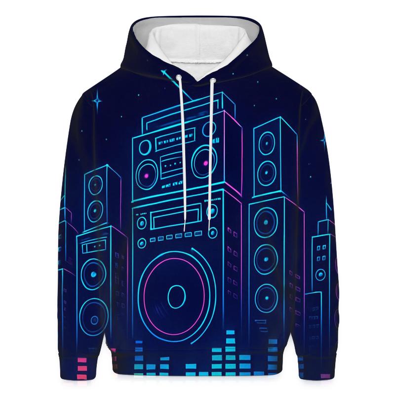 Neon Boombox Skyline hoodie designs
