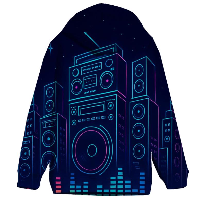 Neon Boombox Skyline hoodie designs