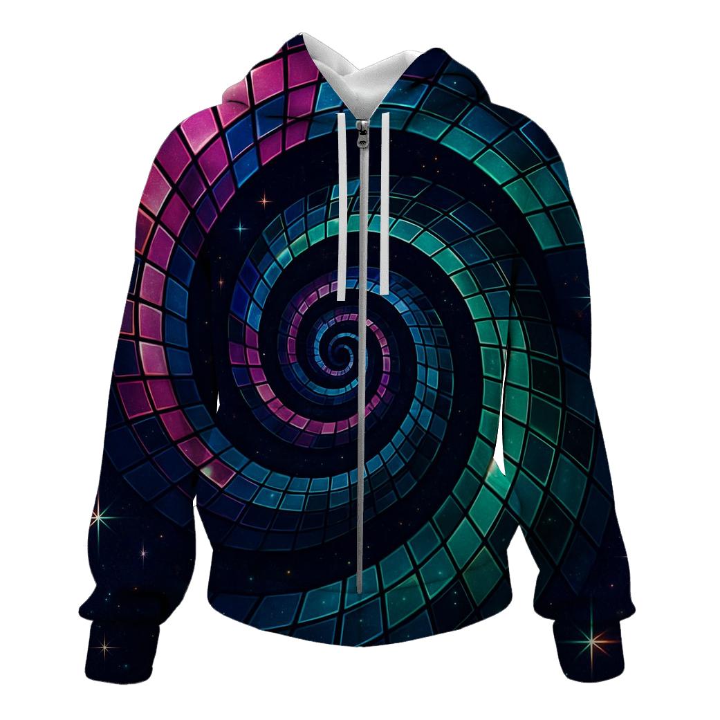 Crystalline Disco Spiral lightweight hoodies