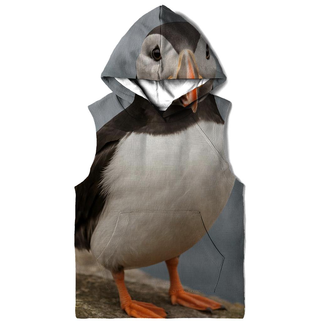 Atlantic Puffin Cliff Edge Portrait designer hoodies