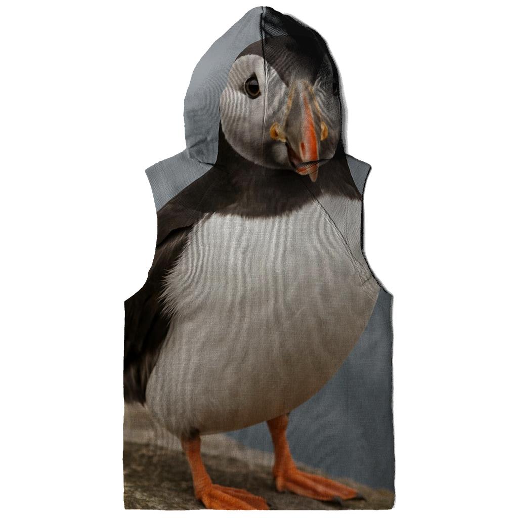 Atlantic Puffin Cliff Edge Portrait designer hoodies