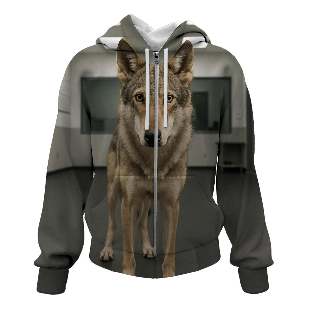 Saarloos Wolfdog In Controlled Behavior Study zip-up hoodies