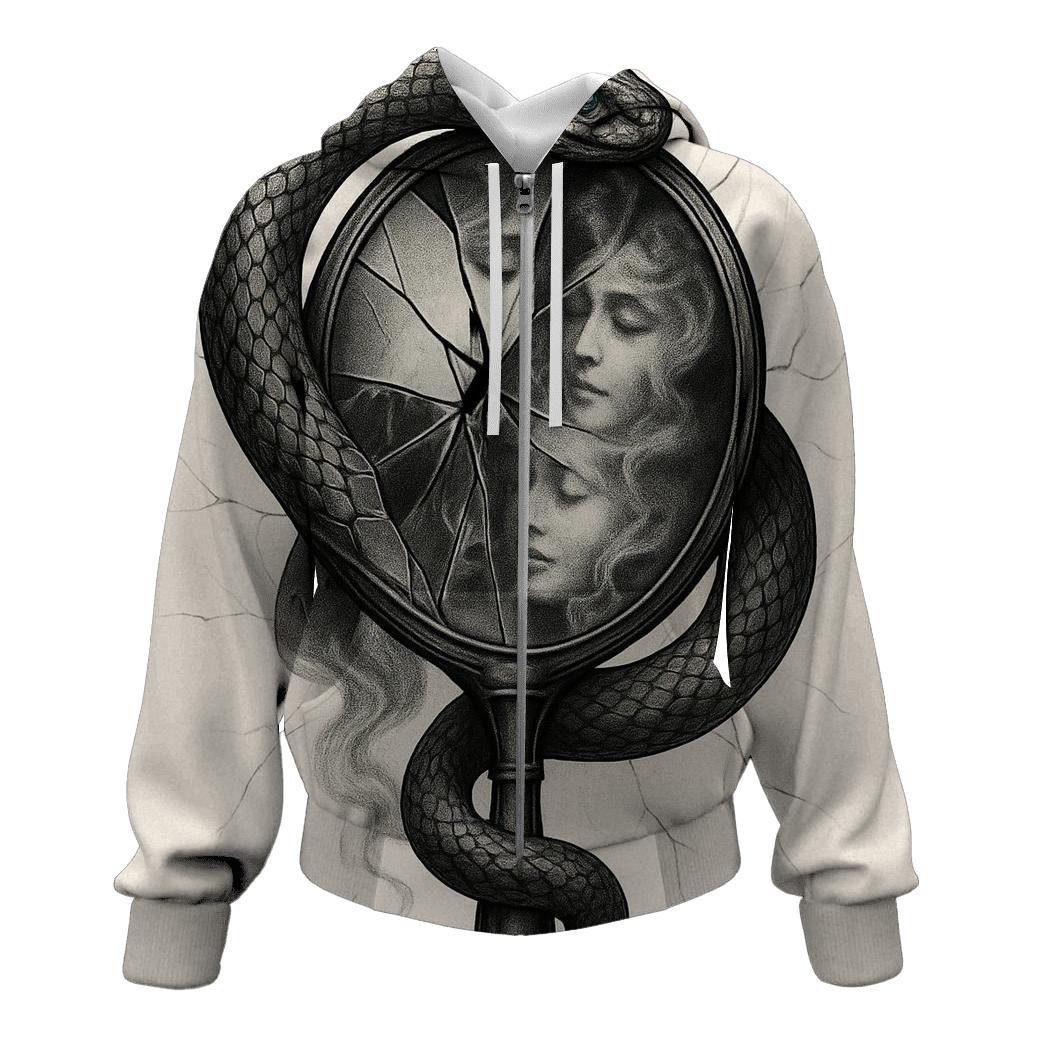 Broken Mirror Ouroboros zip-up hoodies