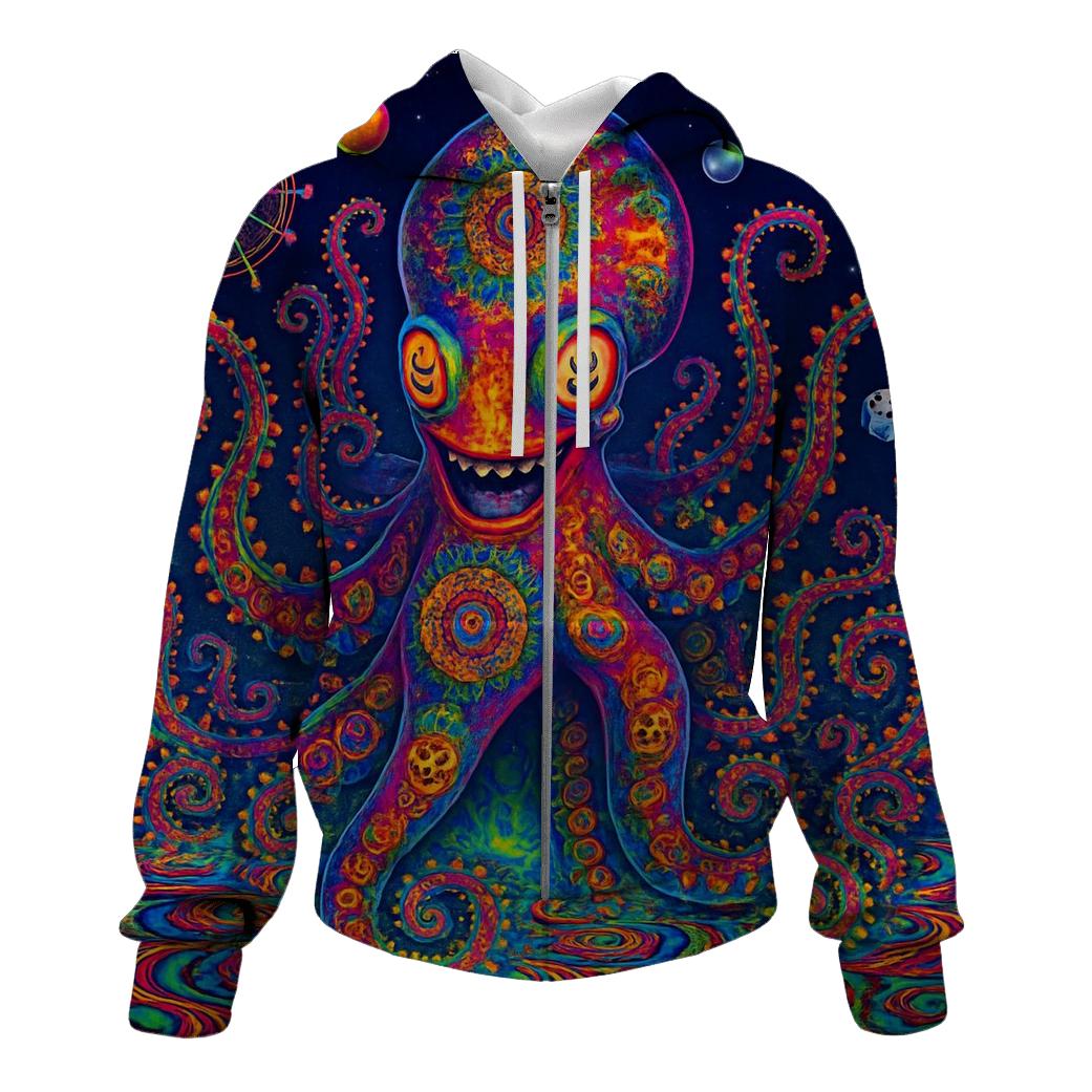 Fractal Carnival Kraken zip-up hoodies