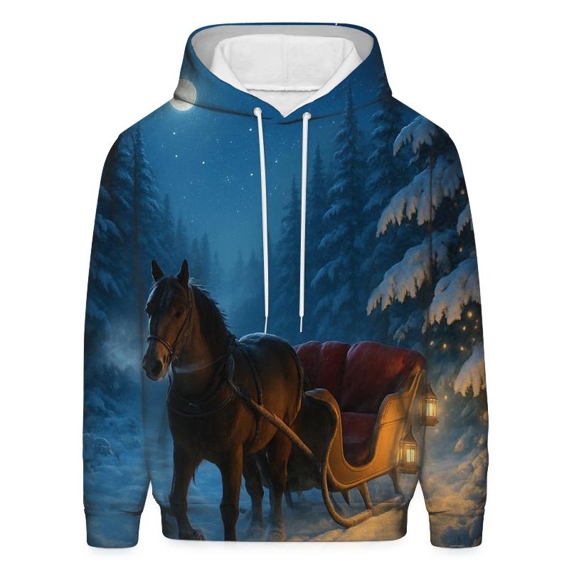 Starlit Sleigh Ride Through The Pines printed hoodies